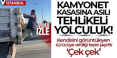 Tuzla'da kamyonet kasasına asılı yolculuk kamerada