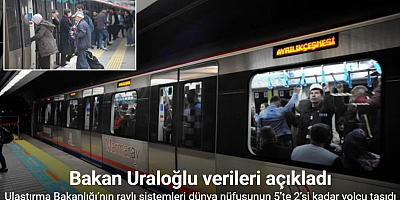 Ulaştırma Bakanlığı’nın raylı sistemleri dünya nüfusunun 5’te 2’si kadar yolcu taşıdı