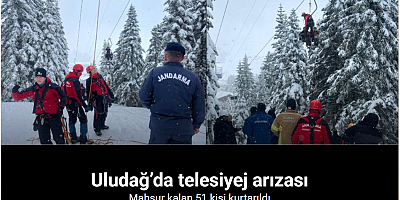 Uludağ’da telesiyej arızası: Mahsur kalan 51 kişi kurtarıldı