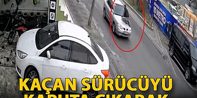 Ümraniye'de kaçan sürücüyü kaputa çıkarak durdurmaya çalıştı