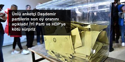 Ünlü anketçi Hilmi Daşdemir partilerin son oy oranını açıkladı! İYİ Parti ve HDP baraj altı kalıyor