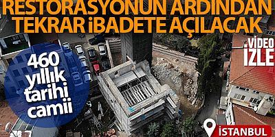 Üsküdar'da 460 yıllık Gülfem Hatun Camii'nin restorasyon çalışması havadan görüntülendi