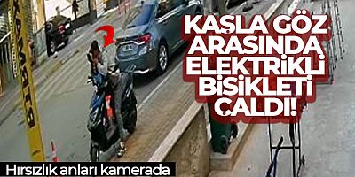 Üzerinde oturup, aynasında saçını düzelttiği elektrikli bisikleti çaldı