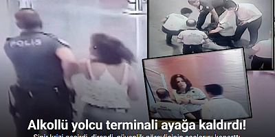 Valizinin kaybolduğunu iddia eden alkollü kadın terminali ayağa kaldırdı... O anlar kamerada