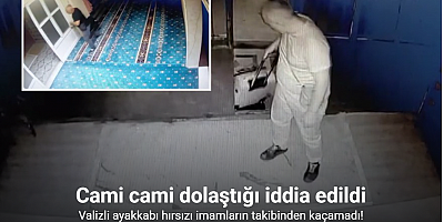 Valizli ayakkabı hırsızı imamların takibinden kaçamadı