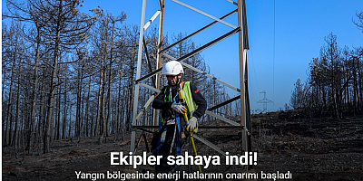Yangın bölgesinde enerji hatlarının onarımı başladı