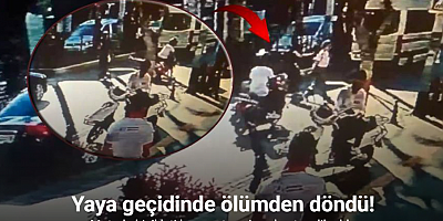 Yaya geçidinde ölümden döndü, o anlar güvenlik kamerasına yansıdı