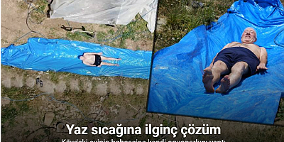 Yaz sıcağına ilginç çözüm: Köydeki evinin bahçesine kendi aquaparkını yaptı