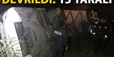 Yolcu otobüsü devrildi: 15 yaralı
