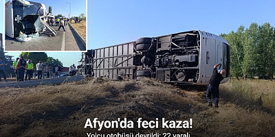 Yolcu otobüsü devrildi: 22 yaralı