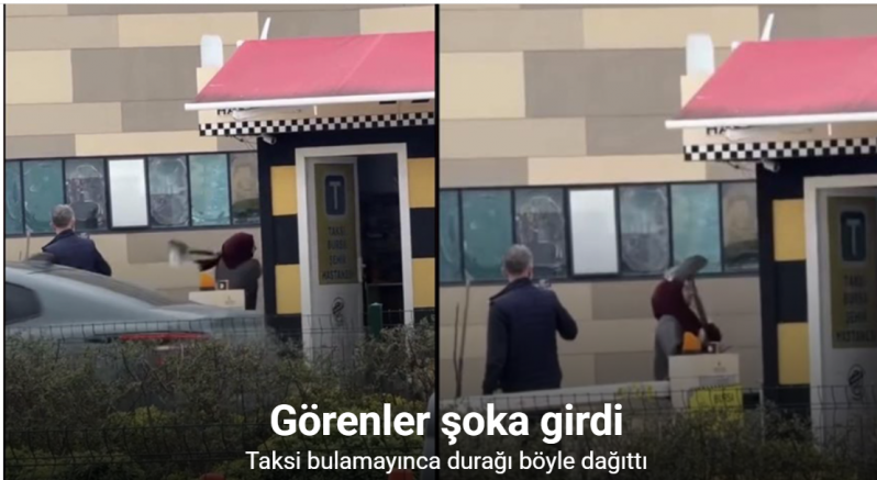 Taksi bulamayınca durağı böyle dağıttı, görenler şoka girdi