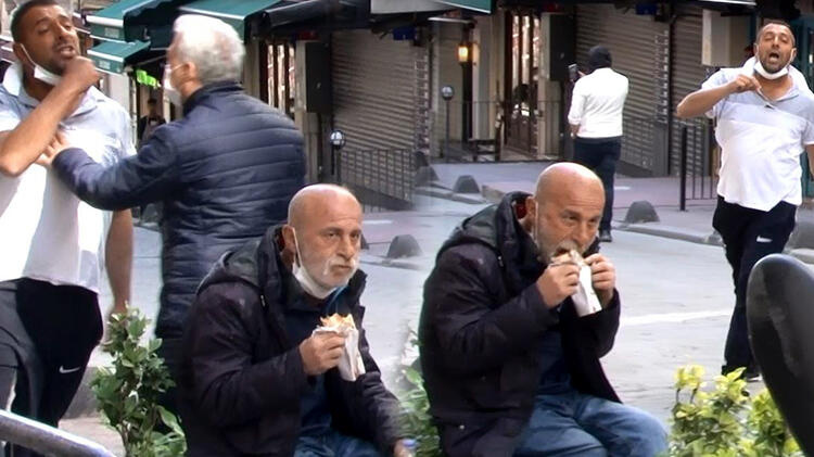 Taksim'de seyyar satıcı-zabıta arbedesini polis sonlandırdı! O dürümünü yemeye devam etti