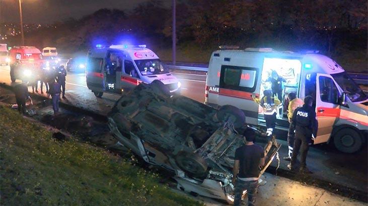 TEM Otoyolu'nda minibüs takla attı: 2 ağır yaralı