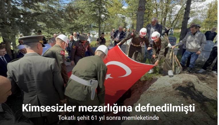 Tokatlı şehit 61 yıl sonra memleketinde defnedildi