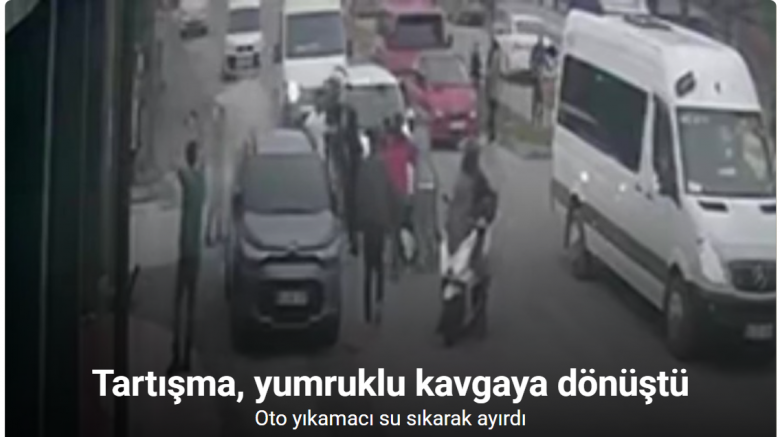 Trafik kazası sonrası çıkan kavgaya tazyikli su müdahalesi