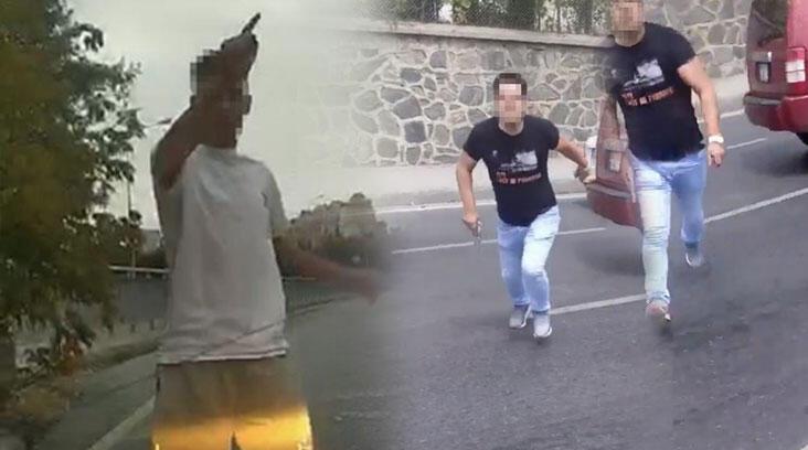 Trafikte akılalmaz dakikalar! Silahla kovaladı, darbetti