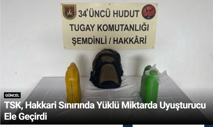 TSK, Hakkari Sınırında Yüklü Miktarda Uyuşturucu Ele Geçirdi