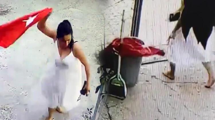 Türk bayrağını çöpe atan kadın adliyeye sevk edildi