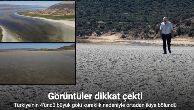 Türkiye’nin 4’üncü büyük gölü kuraklık nedeniyle ortadan ikiye bölündü