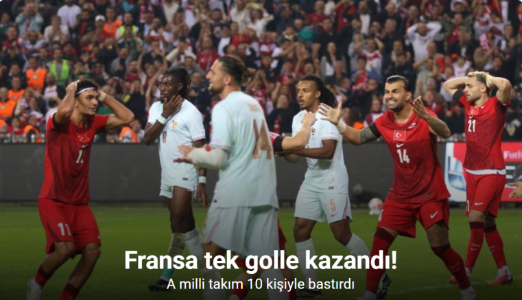 UEFA Uluslar Ligi: Türkiye: 0 - Fransa: 1 (Maç sonucu)