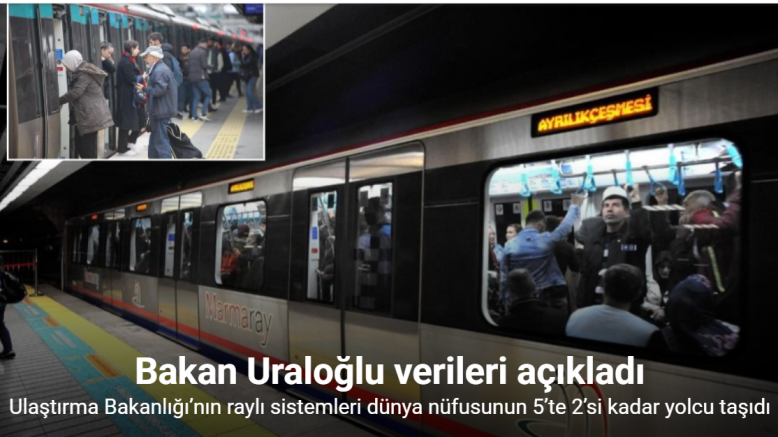 Ulaştırma Bakanlığı’nın raylı sistemleri dünya nüfusunun 5’te 2’si kadar yolcu taşıdı
