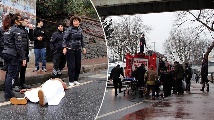 Üst geçitten düştü, yoldan geçen doktor müdahale etti