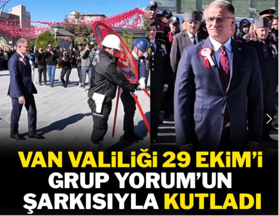 Van'da Vali 29 Ekim töreninde Grup Yorum eşliğinde yürüdü!