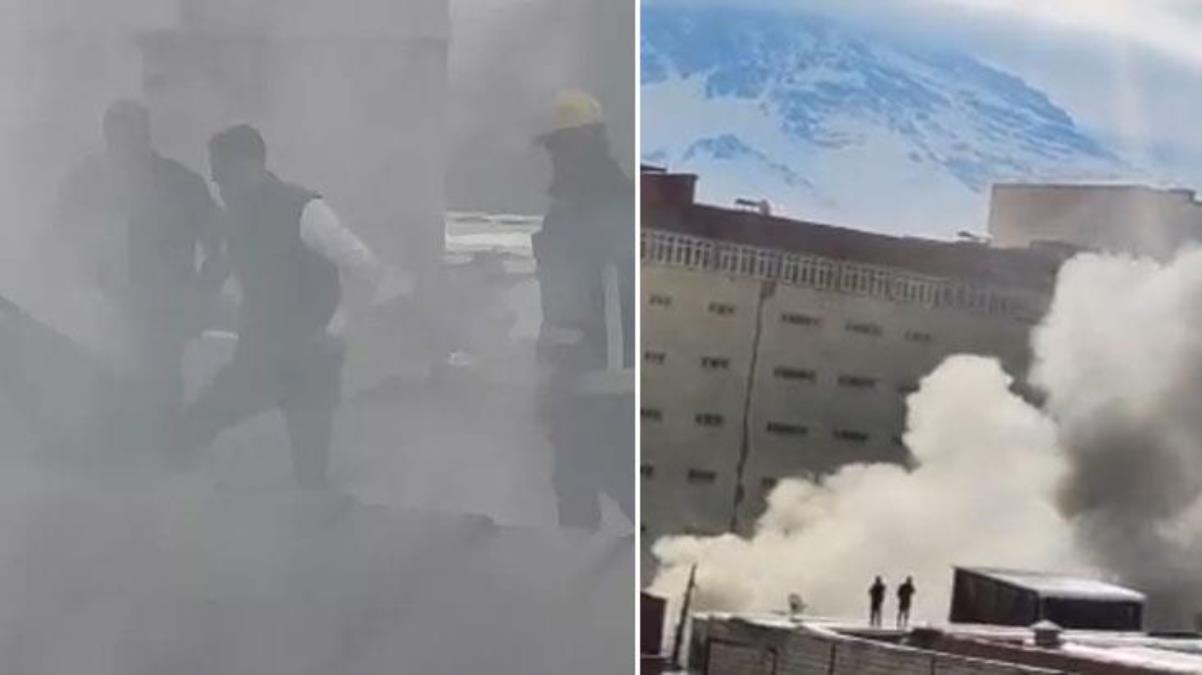 Van'da panik anları! Çok sayıda iş yerinin zarar gördüğü yangın kontrol altına alındı
