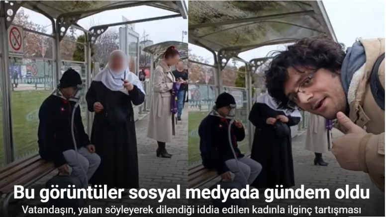 Vatandaşın, yalan söyleyerek dilendiği iddia edilen kadınla ilginç tartışması