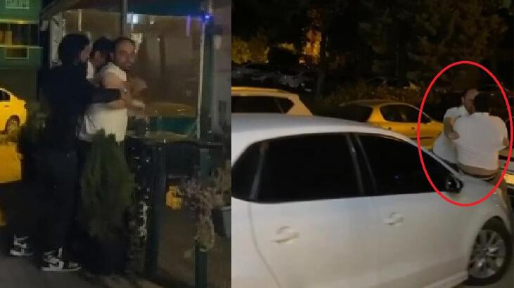 Yanındaki kadını sokakta darbetti tekme tokat dövüldü