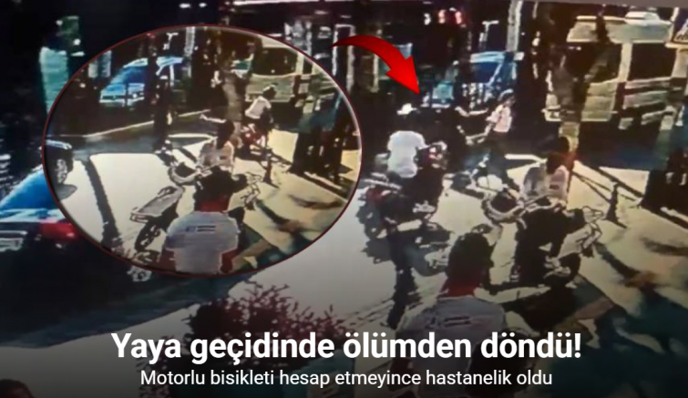 Yaya geçidinde ölümden döndü, o anlar güvenlik kamerasına yansıdı