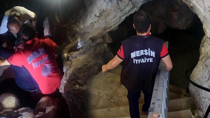 Yedi Uyurlar Mağarası'nda düşüp, kayalıklara sıkıştı!