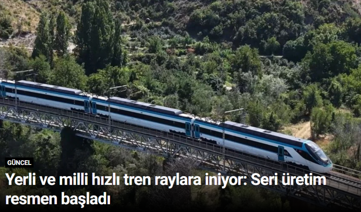 Yerli ve milli hızlı tren raylara iniyor: Seri üretim resmen başladı