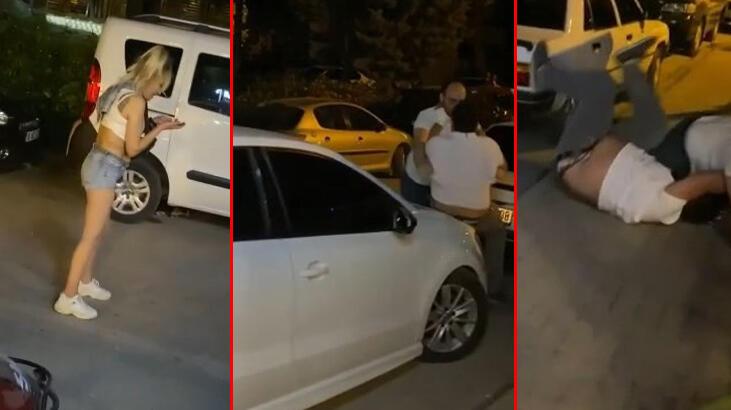 Yol ortasında kadını darp etti, vatandaşlar zanlıyı etkisiz hale getirdi