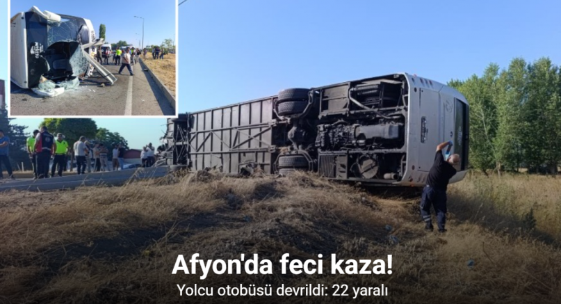 Yolcu otobüsü devrildi: 22 yaralı