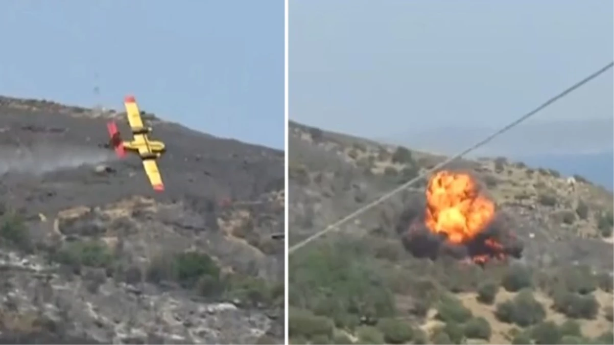 Yunanistan'daki orman yangınlarında 8. gün! Yangın söndürme uçağı düştü, işte o anlar